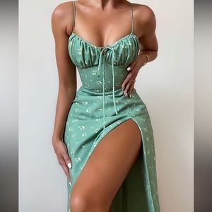 House of CB Carina Olive Bustier Midi Dress